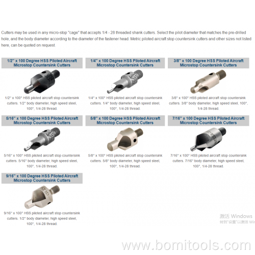 Piloted Aircraft Micro Stop Countersink Cutters